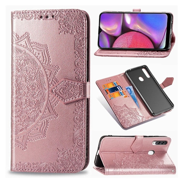 Mandala läder Samsung Galaxy A20s fodral - Rosa Rosa