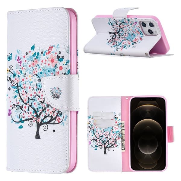 Wonderland iPhone 12 Pro Max flip kuoret - Kukallinen Puu Multicolor