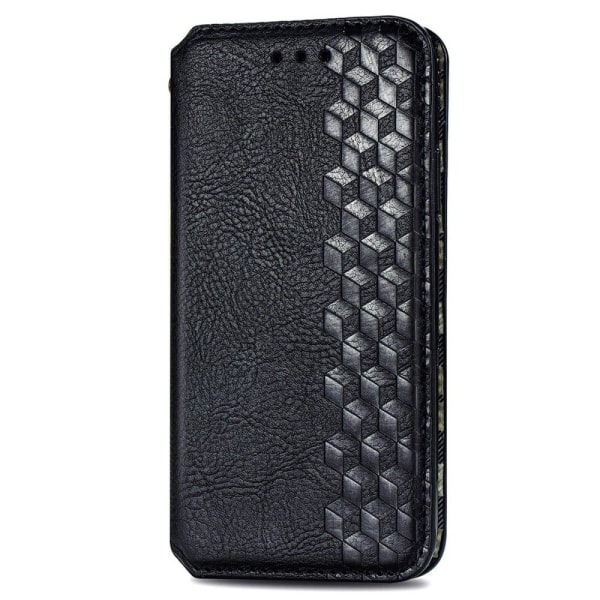 Nahkakotelo With A Stylish Rhombus Imprint For Samsung Galaxy S23 - Musta Black