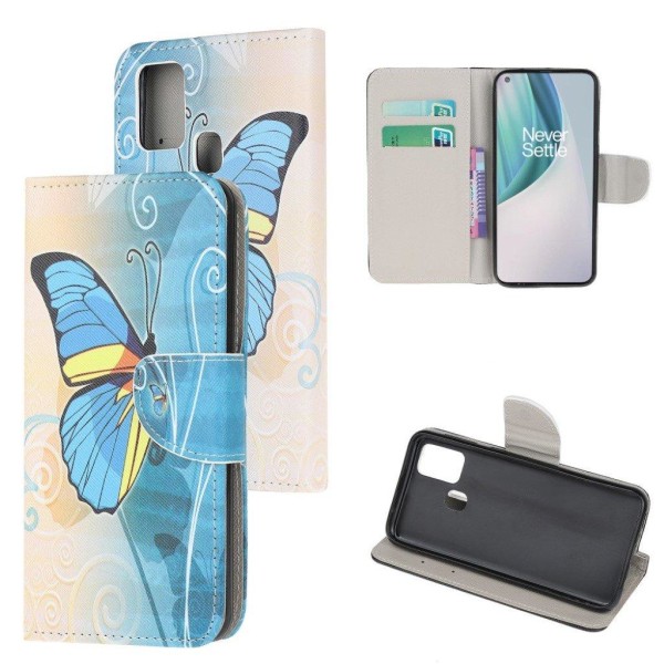 wonderland OnePlus Nord N10 5G flip etui - blå sommerfugl Blue