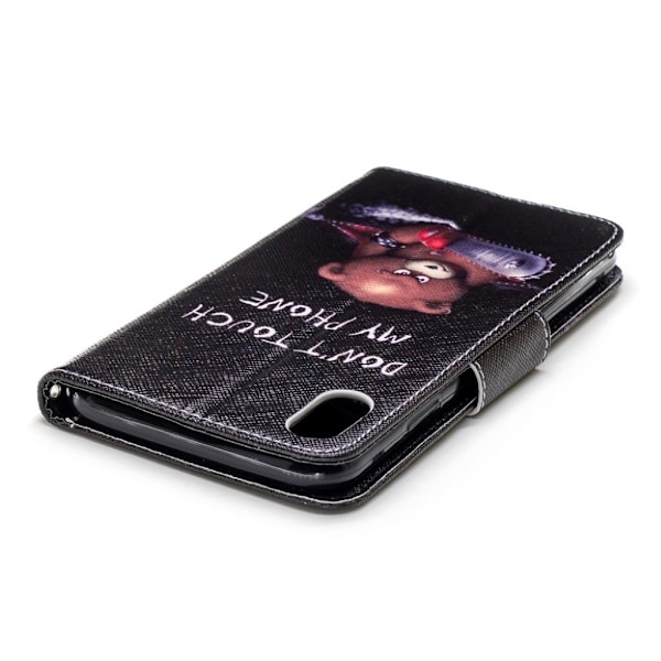 iPhone Xs Max læder flip cover med mønsterprint - Bjørnen Og Dens Advarsler Multicolor