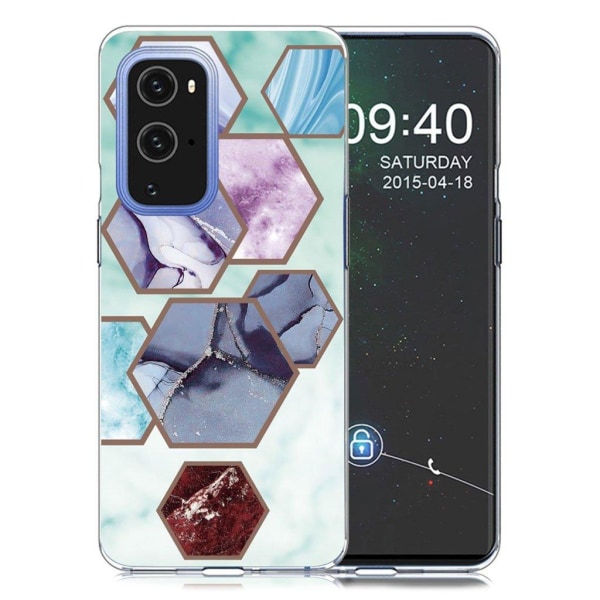 Marble OnePlus 9 Pro case - Hexagon Fragments in Sky Blue Multicolor