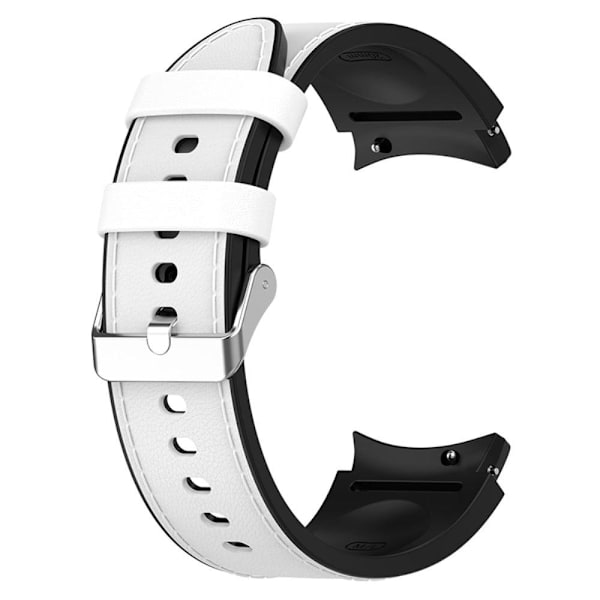 Samsung Galaxy Watch 5 / 4 / 3 (41mm) silikone i læderurrem med sølvspænde - Sort Størrelse: L White