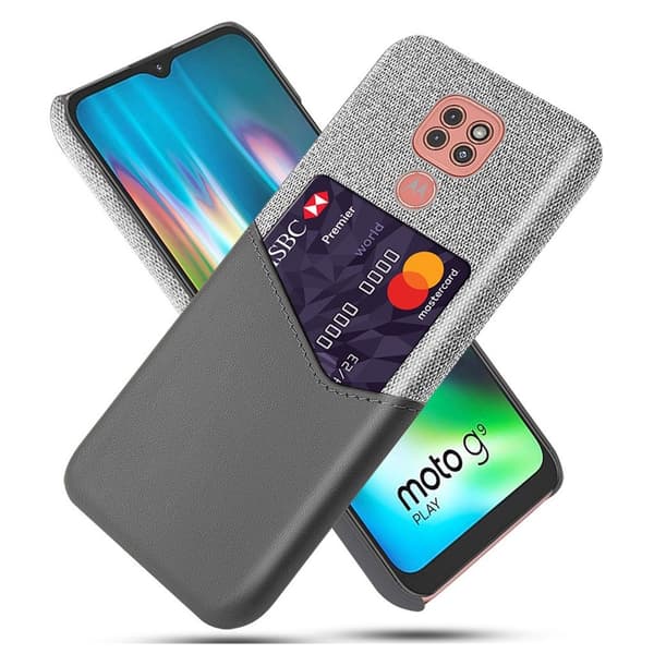 Bofink Motorola Moto G9 Play korttikotelo - Harmaa Silver grey