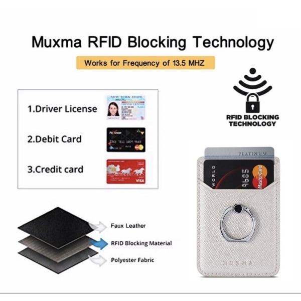 MUXMA Universal cross style leather card holder - White Vit