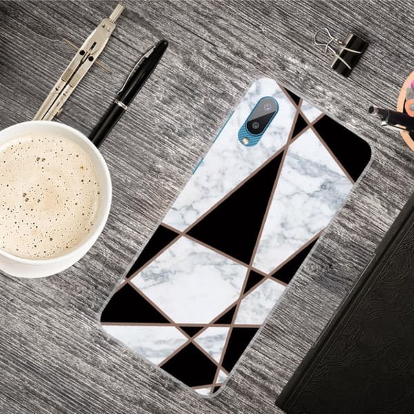 Marble Samsung Galaxy M02 / A02 Etui - Fragment Black og Hvit Klinkekule Multicolor