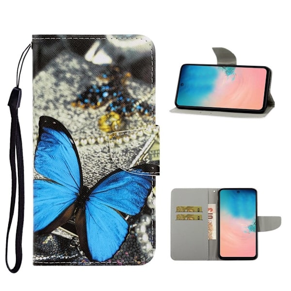 Wonderland Samsung Galaxy A51 etui - Blå Sommerfugl Multicolor