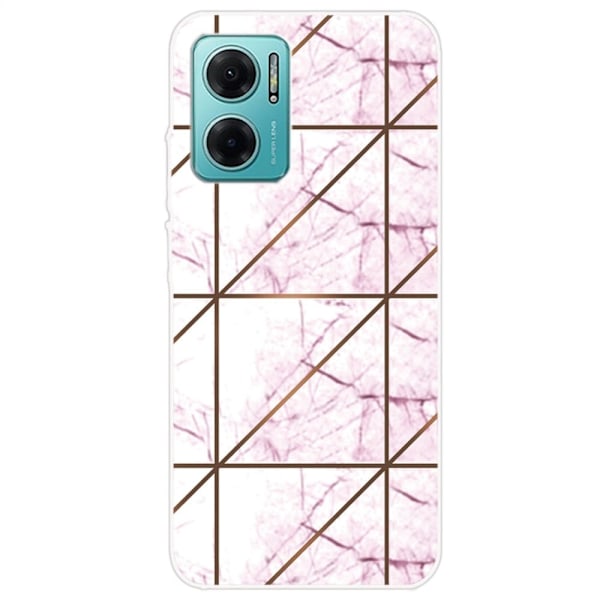 Marble design Xiaomi Redmi Note 11E cover - Hvid I Firkantet Strike-Marmor Pink