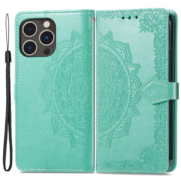 Mandala iPhone 15 Pro Flippetui - Grønn Green