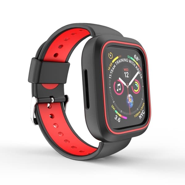 Apple Watch serie 4 40mm tofarvet silikoneurrem - sort / rød Red