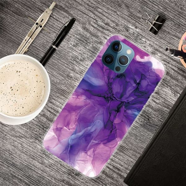 Marmormotiv iPhone 14 Pro Max skal - Drömsk Lila Marmor multifärg