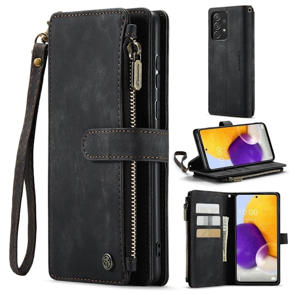 CaseMe vetoketjullinen lompakko-puhelinkotelo Samsung Galaxy A72 5G - Musta Black