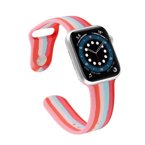 Apple Watch 42mm - 44mm regnbuefarvet silikoneurrem - Rød / Stør Red