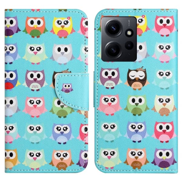 Wonderland Xiaomi Redmi Note 12 Läppäkotelo - Owls Multicolor