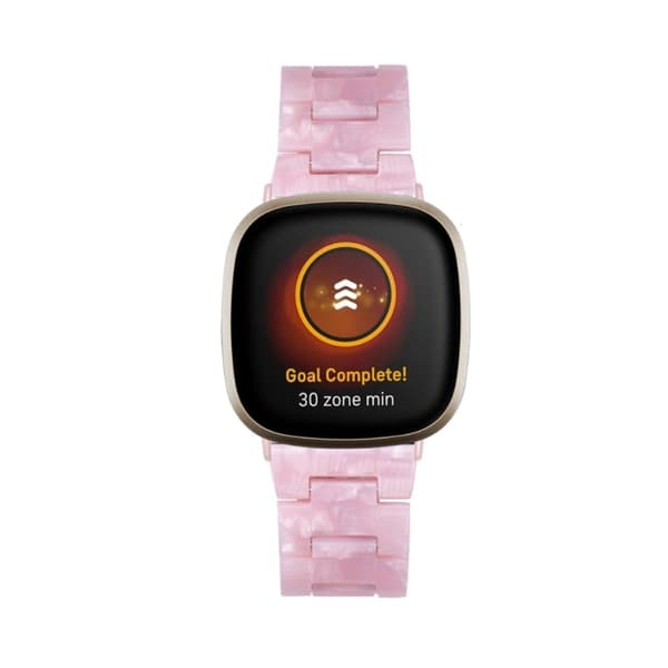 Fitbit Sense 2 / Versa 4 armband i resin-stil med metallspänne - Pärla Rosa Rosa