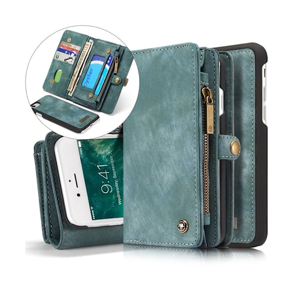CaseMe iPhone 8 / iPhone 7 2-i-1 etui med pung - Blå Blue
