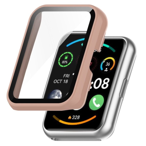 Oppo Watch Free cover with tempered glass screen protector - Pin Rosa