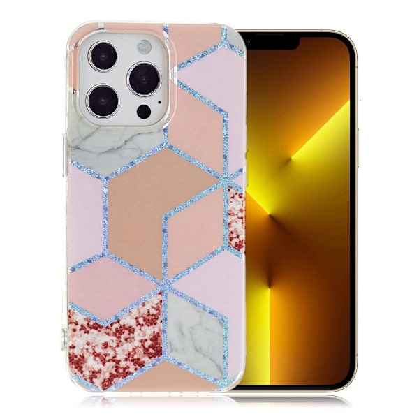 Marble iPhone 13 Pro Max Suojakotelo - Pink Rhombus Multicolor