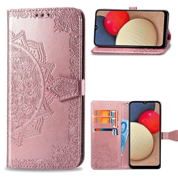 Mandala Samsung Galaxy A02s Flipfodral - Roséguld Rosa