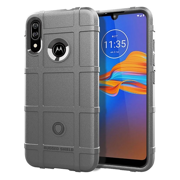 Rugged Shield Motorola Moto E6 Plus kuoret - Harmaa Silver grey