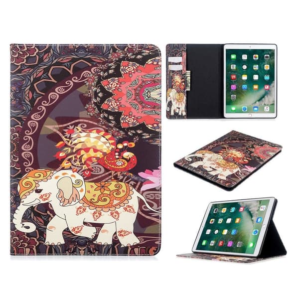 iPad 10.2 (2019) stilig mønster lær flip etui - Colorized Elephant Multicolor