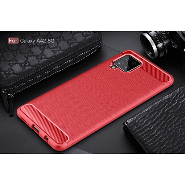 Carbon Flex etui - Samsung Galaxy A42 5G - rød Red