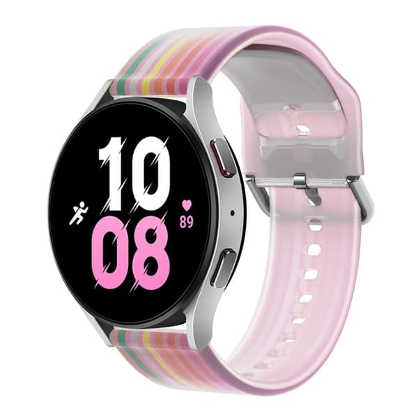 22 mm universal regnbuefarget klokkerem i silikon - Rosa Regnbue Pink