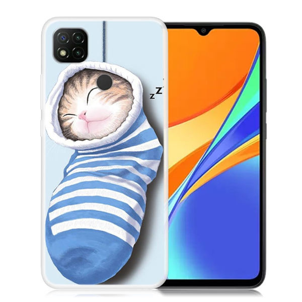 Deco Xiaomi Redmi 9C Etui - Sovende Katt Blue