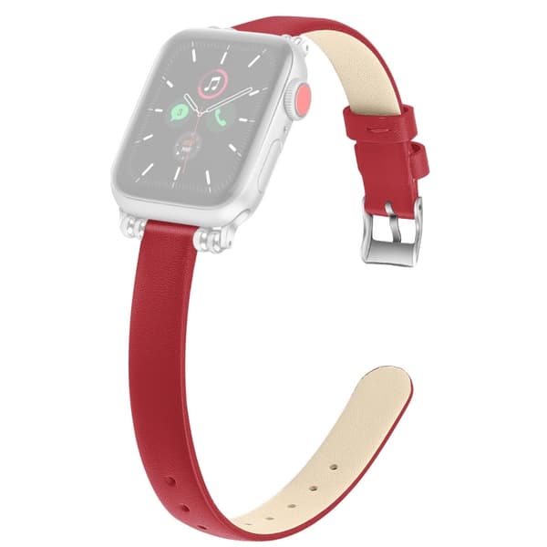 Apple Watch (41mm) Simple Ekte Lær Klokkereimer - Rød / Størrelse: L Red