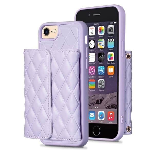 Toimiva rombinen lompakkokotelo iPhone SE (2022) / iPhone SE 2020 / iPhone 7 / iPhone 6 / 6S - Violetti Purple