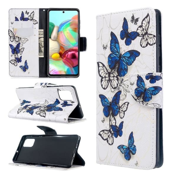Wonderland Samsung Galaxy A71 flip case - Blå Sommerfugl Multicolor