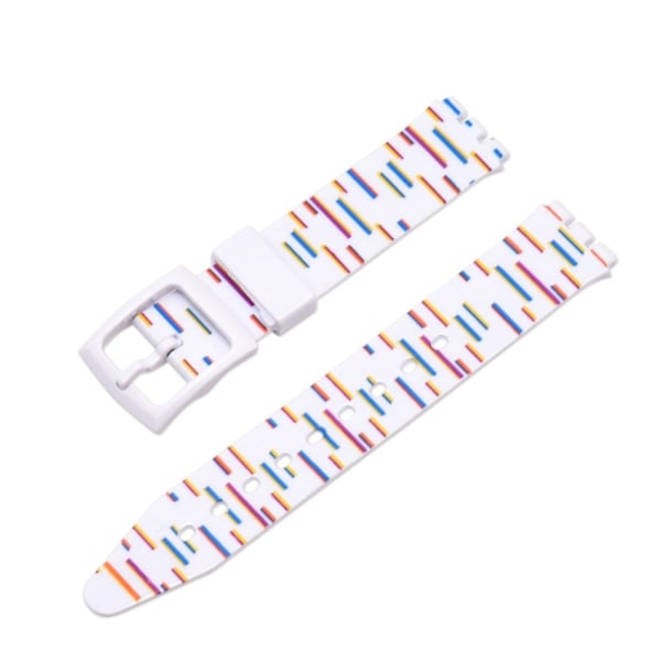 16mm Universal stripe tryckt klockarmband i silikon - Färgglada Linjer multifärg