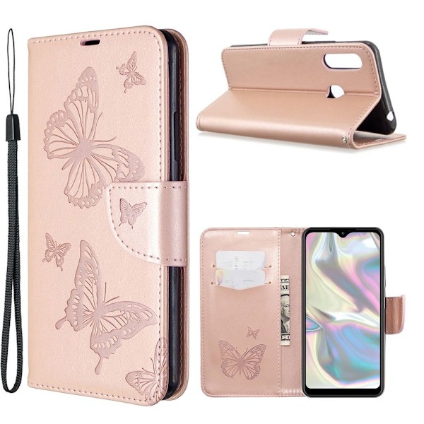 Butterfly läder Samsung Galaxy A70e fodral - Rosa Rosa