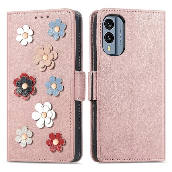 Smidigt och tunt PU-läder Nokia X30 fodral - Roséguld Rosa