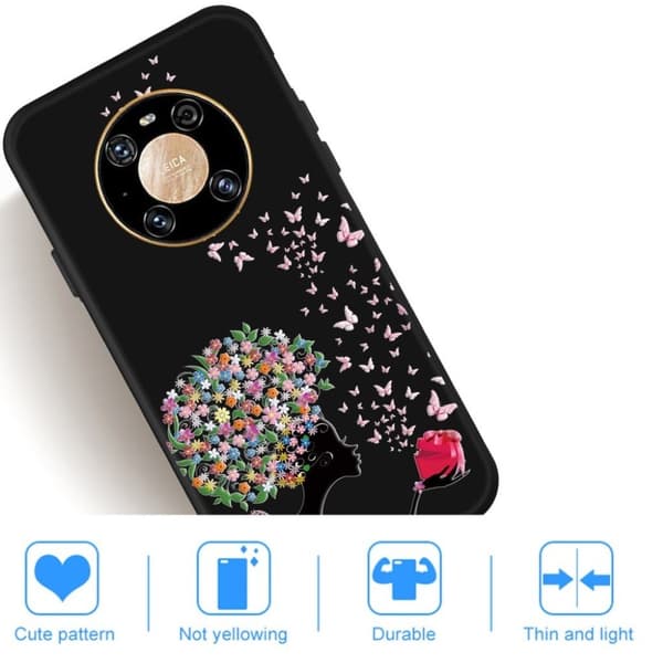 Imagine Huawei Mate 40 etui - blomstred pige og sommerfugl Multicolor