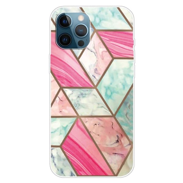 Marble iPhone 15 Pro Max Suojakotelo - Värikäs Marble Tile Pink