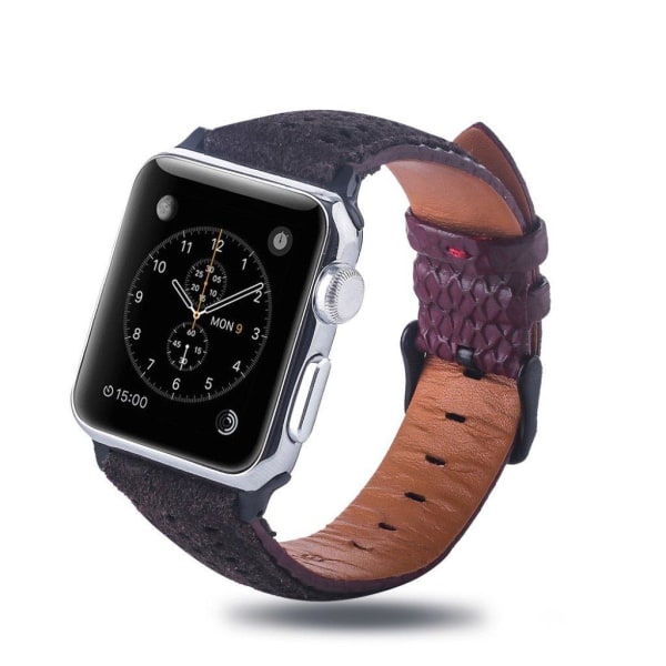 Apple Watch Series 4 40 mm klockarmband i koskinn - Vinröd / Brun multifärg