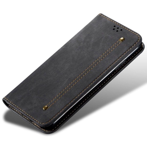 Jeans iPhone 14 Pro Max Läppäkotelo - Musta Black