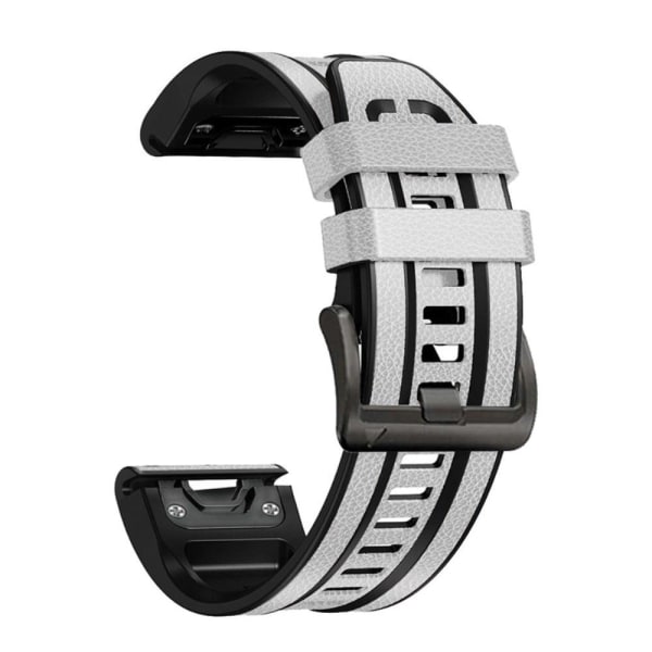 26mm silicone leather with silicone watch strap for Garmin watch White