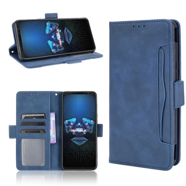 Modern-styled Lær Lommebok Etui til ASUS ROG Phone 5 - Blå Blue