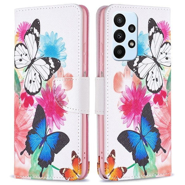 Wonderland Samsung Galaxy A73 flip etui - To Sommerfugle Multicolor