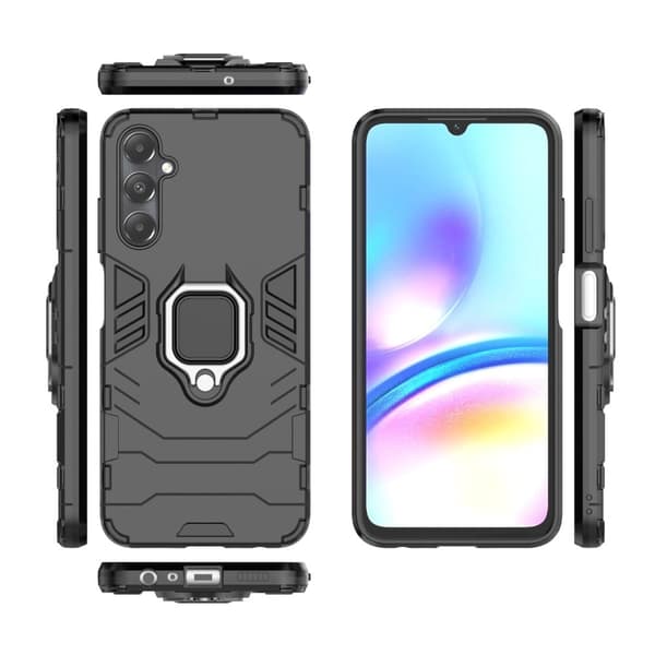 Hybrid Samsung Galaxy A05s cover med støttefod og bilmontering - Sort Black