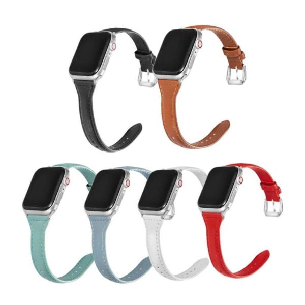 Apple Watch Series 6 / 5 44mm yksinkertainen nahkainen ranneke - Punainen Red