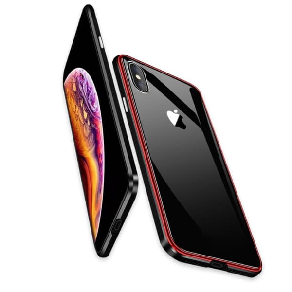 NXE iPhone Xs Max etui med galvaniserede metalkanter - Rød Red