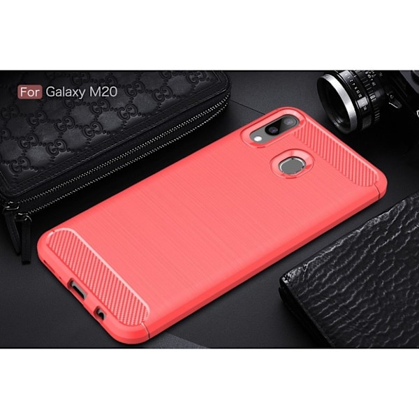 Carbon Flex Samsung Galaxy M20 kuoret - Punainen Red