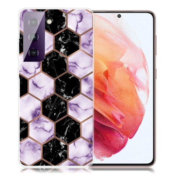 Marble Samsung Galaxy S21 Etui - Honeycomb Klinkekule i Lilla Purple