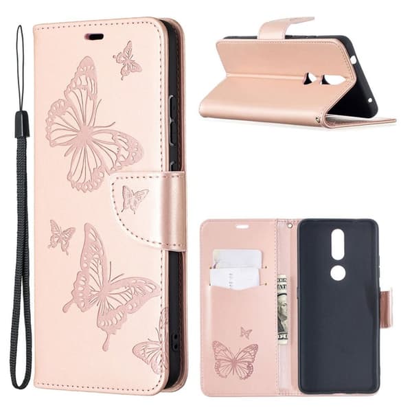 Butterfly Nokia 2.4 Flippetui - Rose Gull Pink