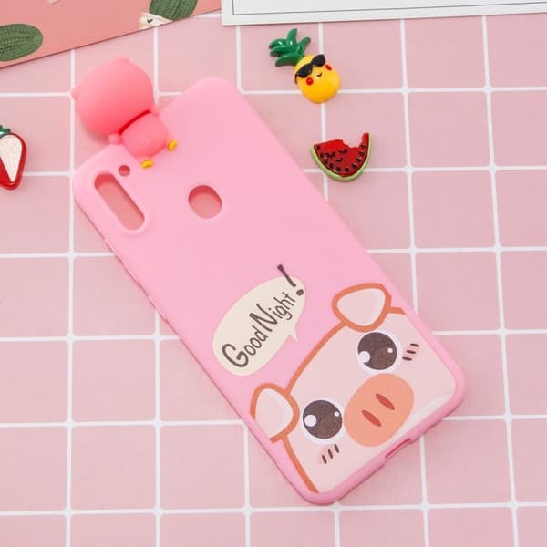 Cute 3D Samsung Galaxy A11 Cover - Lyserød Gris Pink