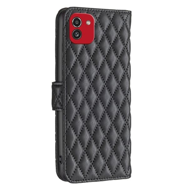 Rombemønster, matt flip-deksel for Samsung Galaxy A03 - Svart Black
