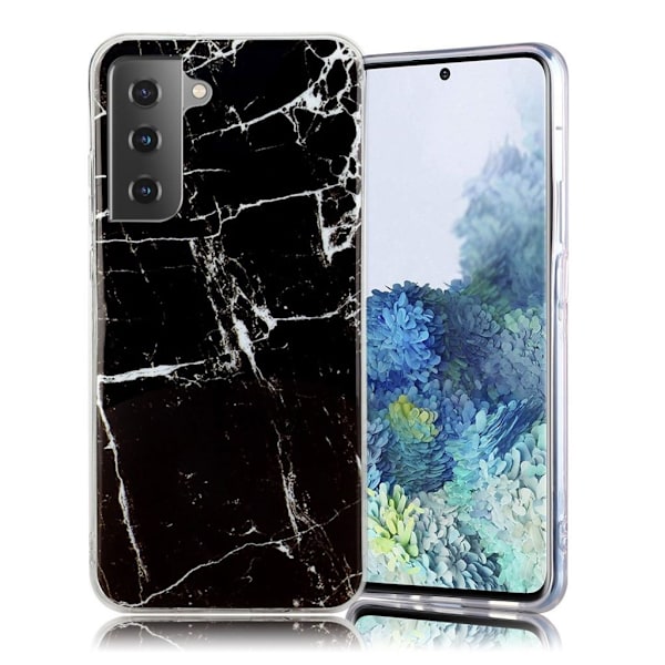 marmor Samsung Galaxy S21 Plus 5G etui - sort / hvid Black